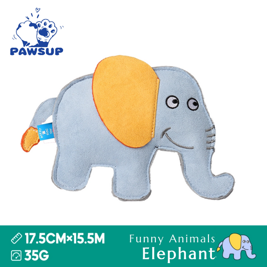 Funny Animals Elephant | Plush Squeaky Dog Toy