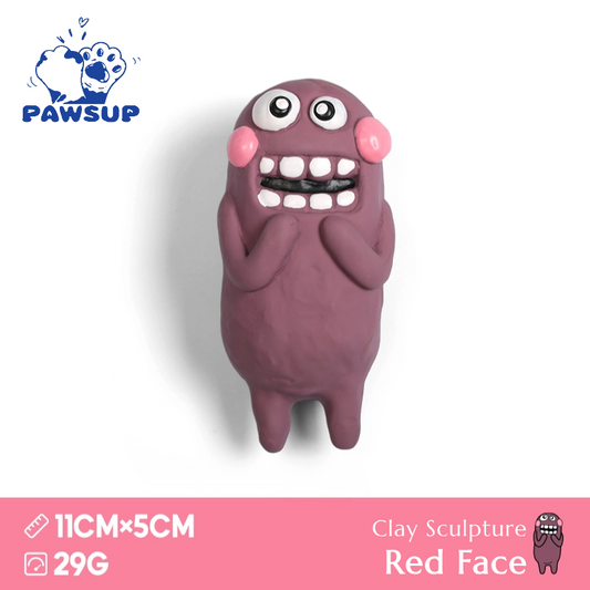 Alien Family | Clay Sculpture Red Face | Dog Toy
