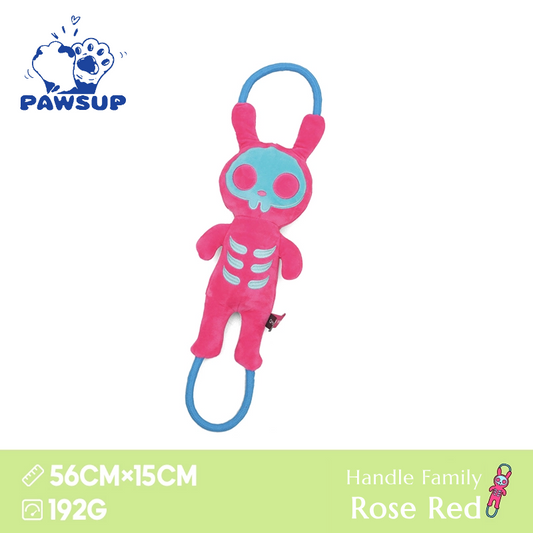Handle Family Skeleton Rabbit Rope Rose Red |  Dog Toy