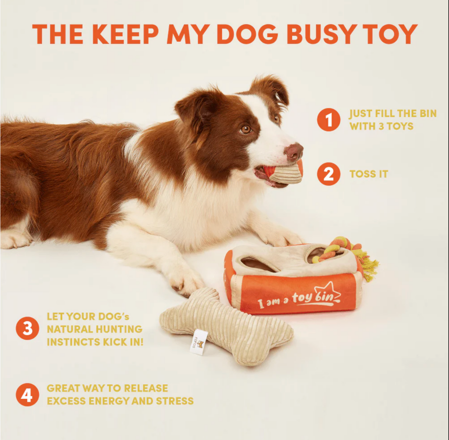 Hide & Seek Toy Bin Dog Toy | Ball, Bone, Rope & Puzzle Box