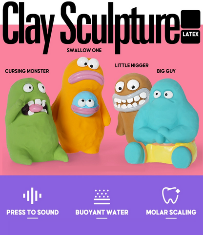 Alien Family | Clay Sculpture Cursing Monster | Dog Toy