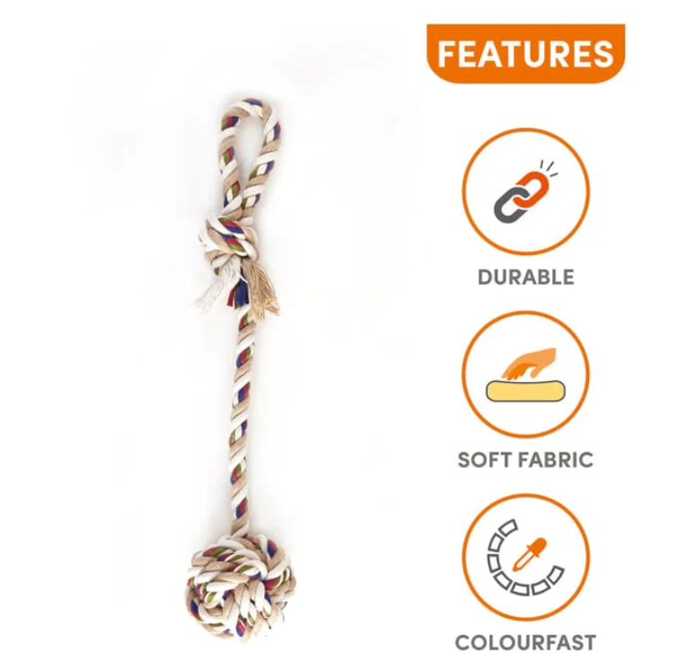 Teething Flossy With Ball Rope Dog Toy | Pet Toys