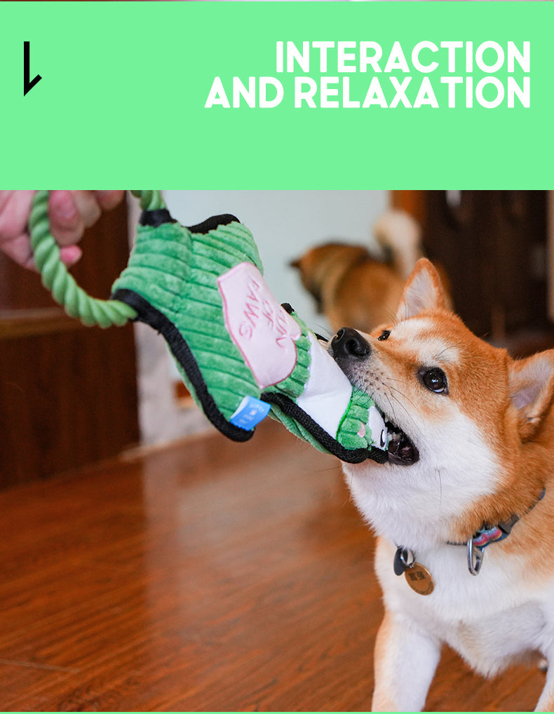 Handle Animals Frog | Plush Handle Rope Pull Toy | Dog Toy