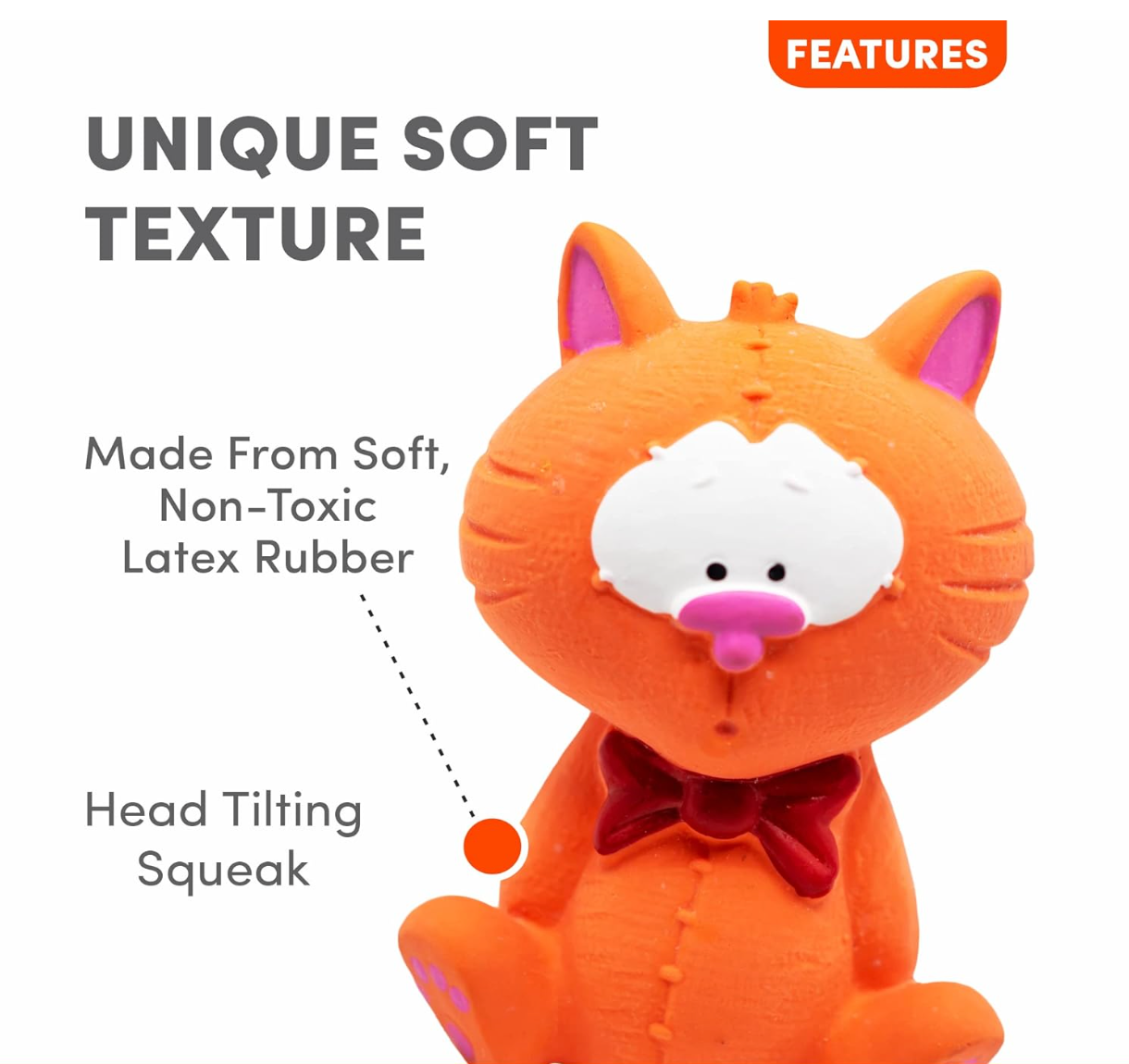 Puppy Teething Toy | Cat-Shaped Natural Latex Squeaky Dog Toy