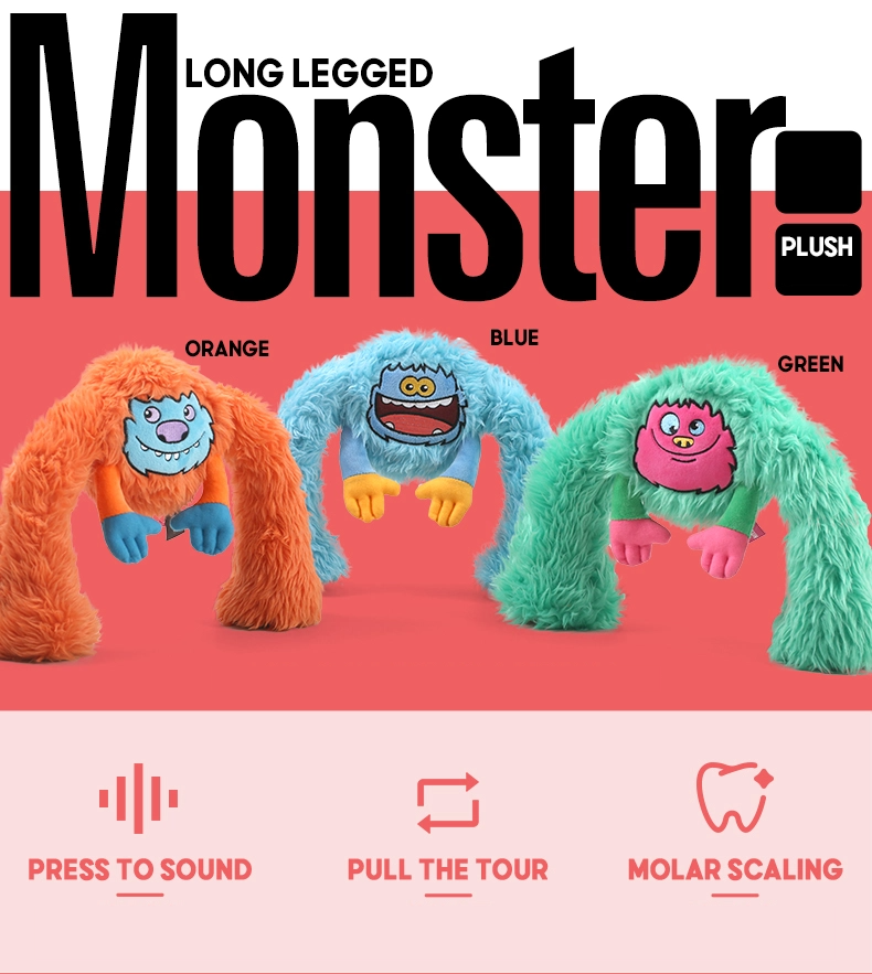 Monster | Long Legged Monster Orange | Plush Toy with Squeaky Ball Inside