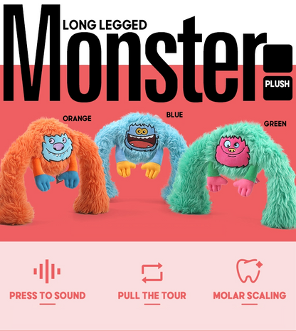 Monster | Long Legged Monster Blue | Plush Dog Toy with Squeaky Ball Inside