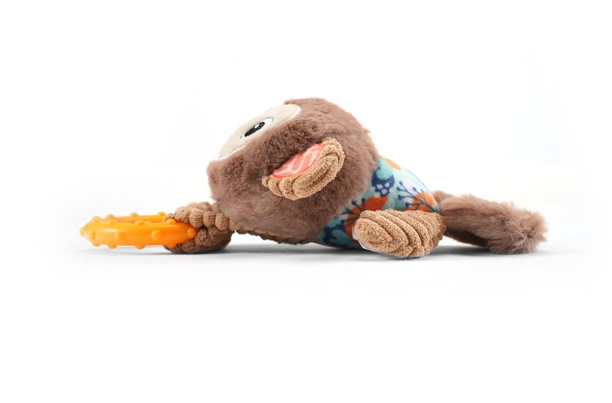 Puppy Teething Toy | Monkey Plush Squeaky Dog Toy