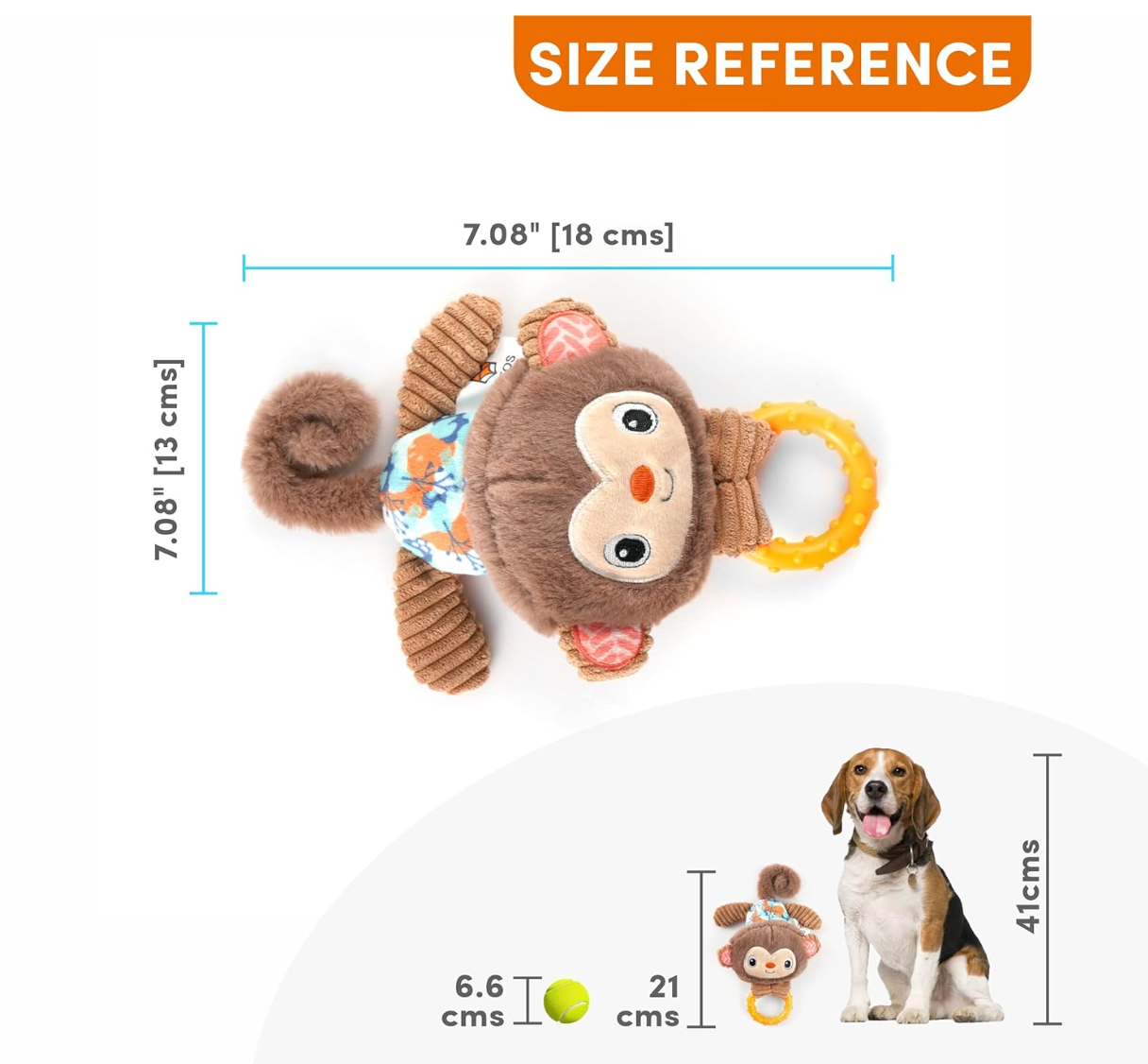 Puppy Teething Toy | Monkey Plush Squeaky Dog Toy