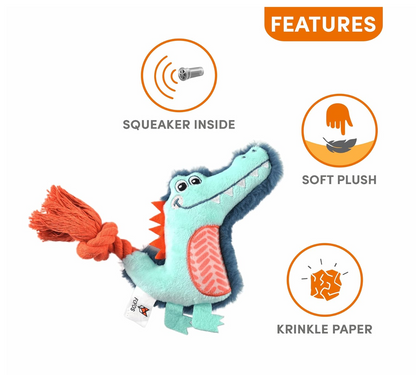Puppy Teething Toy | Alligator Plush Squeaky | Plush Dog Toy