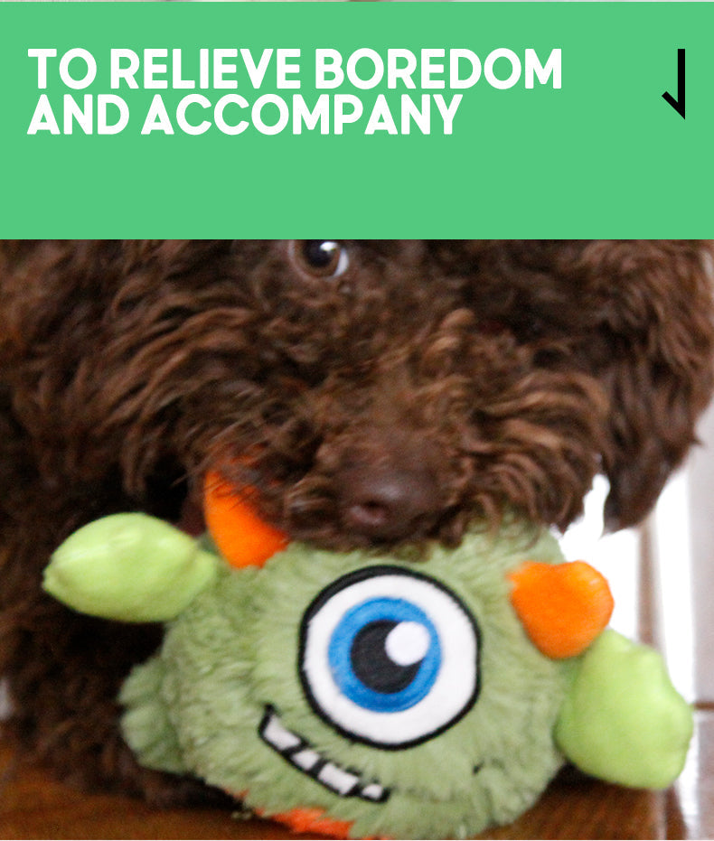 Q Treasure Monster Green | Plush Giggle Ball Squeaky Crazy Bouncer Dog Toy