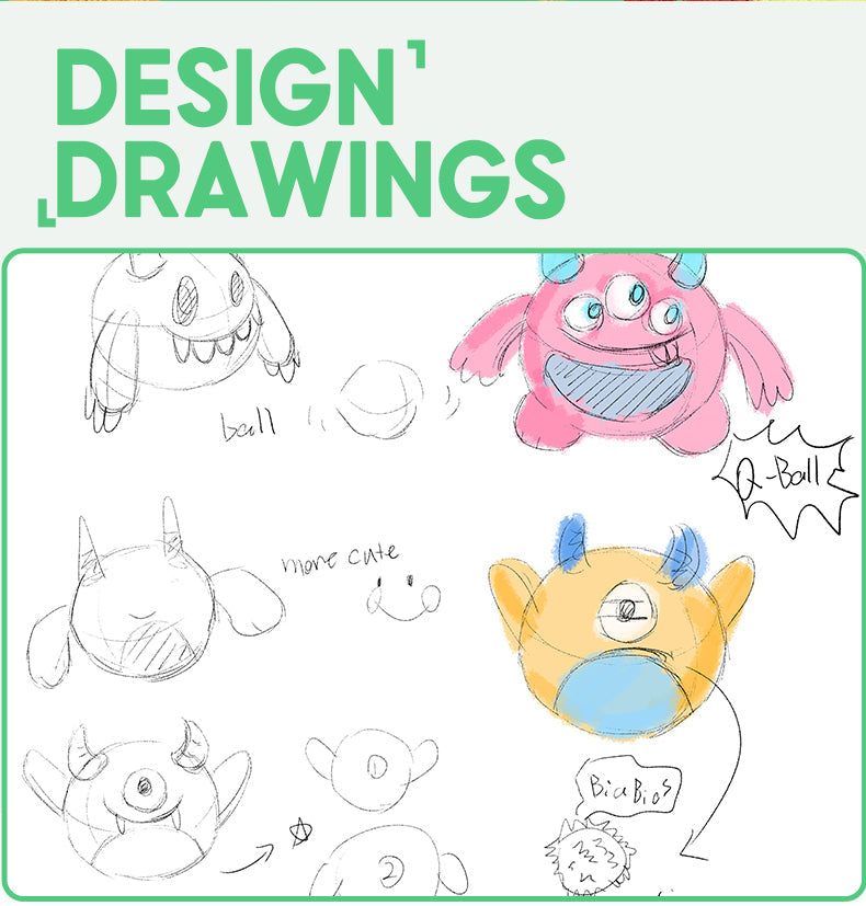 Q Treasure Monster Green | Plush Giggle Ball Squeaky Crazy Bouncer Dog Toy