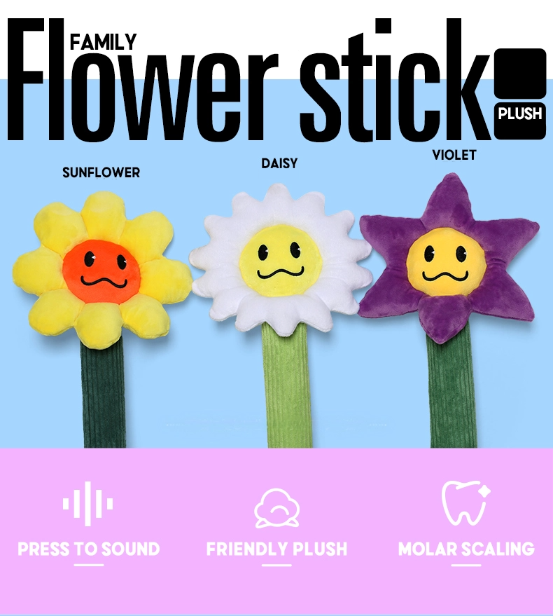 Giant Plush Flower Stick Sunflower | Dog Toy