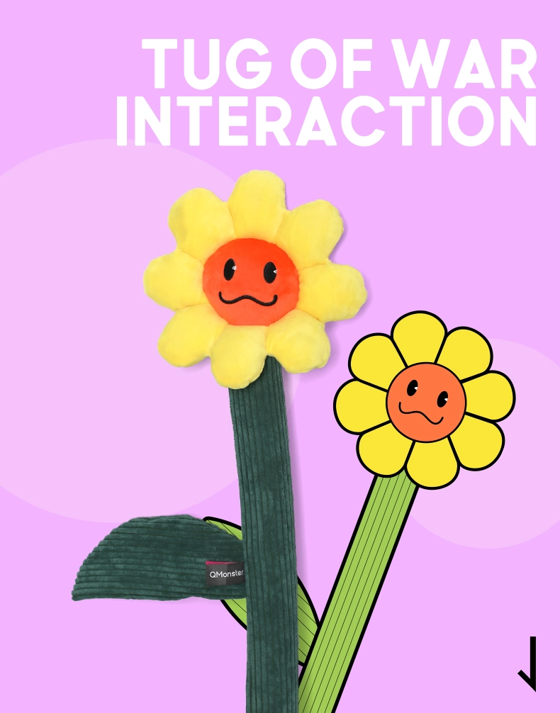 Giant Plush Flower Stick Sunflower | Dog Toy