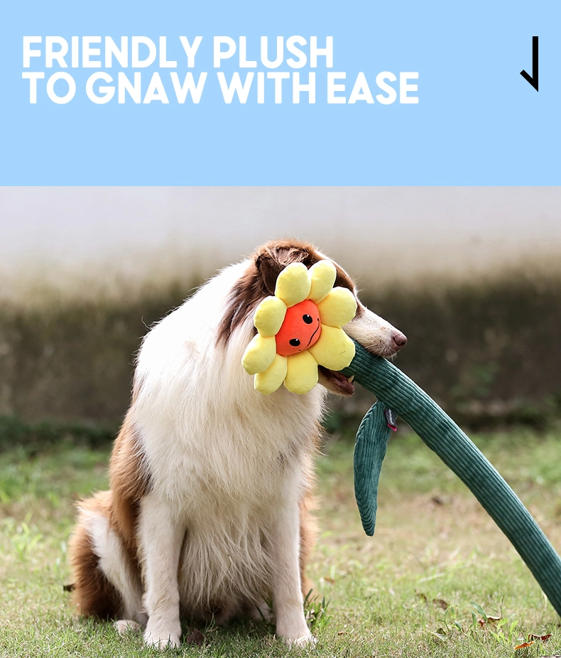 Giant Plush Flower Stick Sunflower | Dog Toy