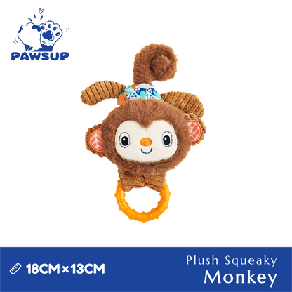 Puppy Teething Toy | Monkey Plush Squeaky Dog Toy