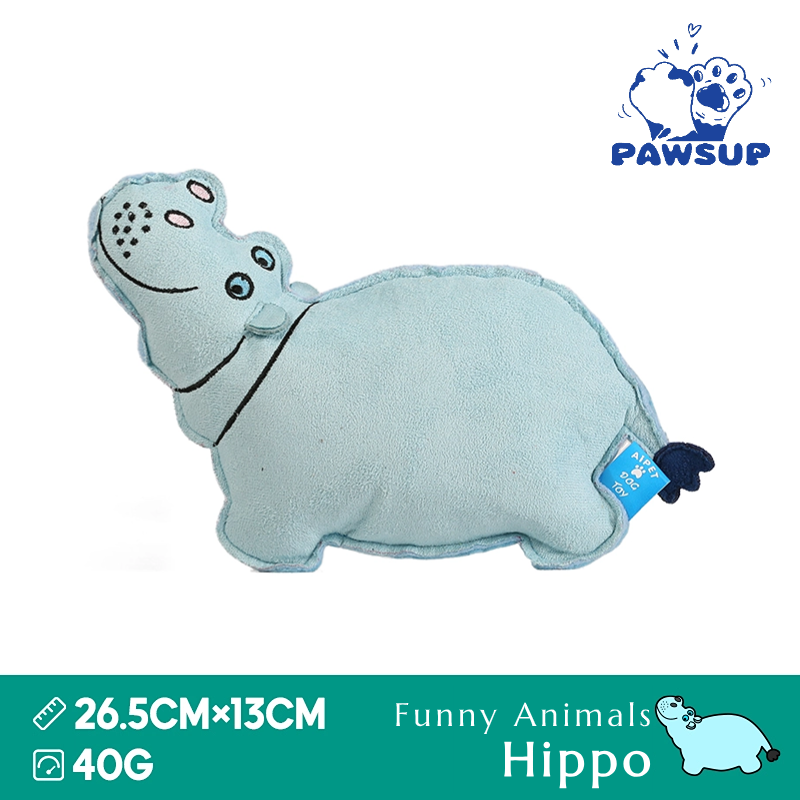 Funny Animals Hippo | Plush Squeaky Dog Toy