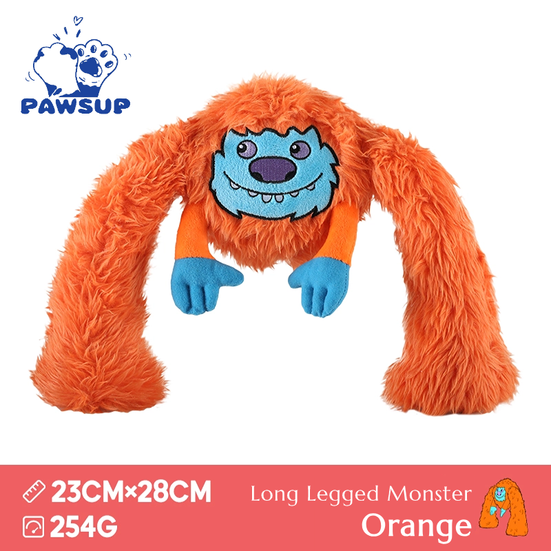 Monster | Long Legged Monster Orange | Plush Toy with Squeaky Ball Inside