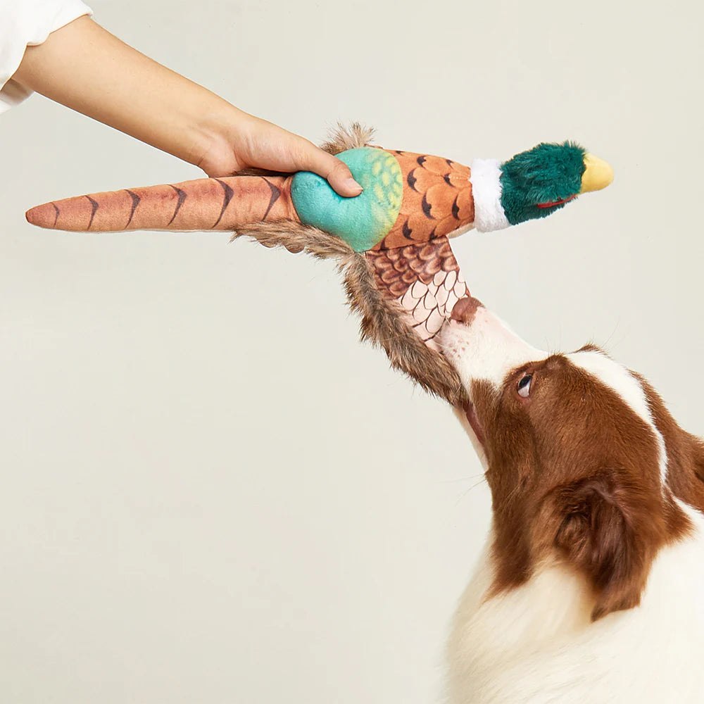 Pheasant Plush Dog Toy | Realistic Squeaky Toy for Dogs