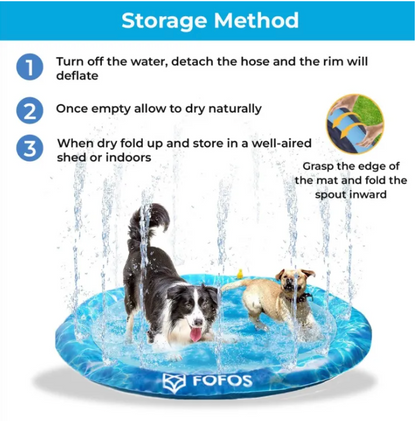 Inflatable Swimming Pet Pool | Sprinkler Pet Mat