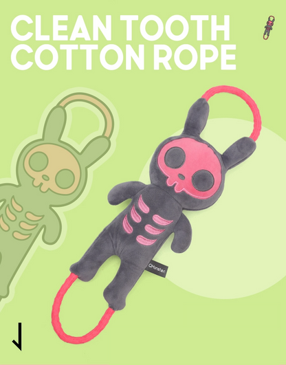 Handle Family Skeleton Rabbit Rope Rose Red |  Dog Toy